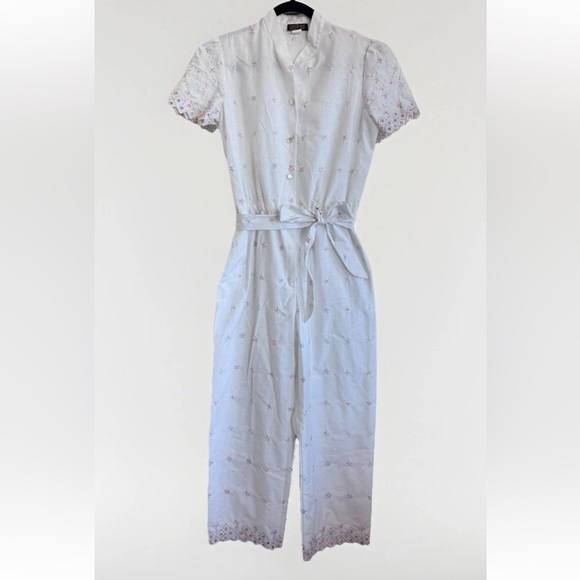 Vintage Pants - Vintage 90s Desiree Prairie Boho Cottage Core Lace Embroidered Jumpsuit Romper